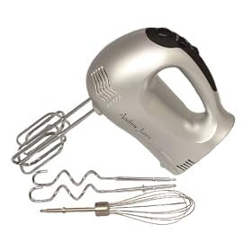 Andrew James Powerful Hand Mixer with chrome beaters and dough hooks + Bonus FREE Balloon Whisk - Powerful 300 Watts