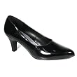 DIVINE 3 Inch Trendy High Heel Shoe Block Heel Classic Pump Black Patent