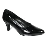 DIVINE 3 Inch Trendy High Heel Shoe Block Heel Classic Pump Black Patent