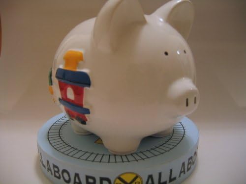 Choo-Choo Train Ceramic Piggy Bank with Gift Box