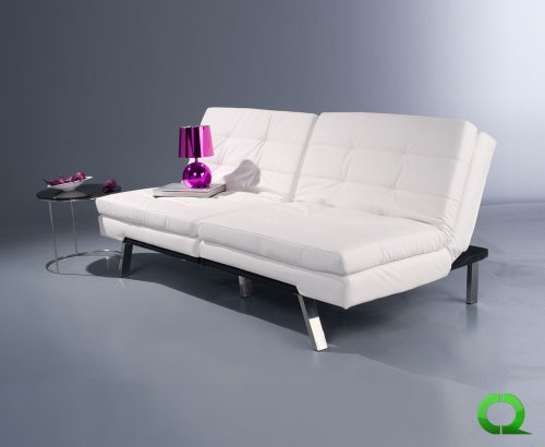 Elegantes Designer Sofa Schlafsofa Liege ROOMMATE Textilleder Weiss von QUBO-DESIGN