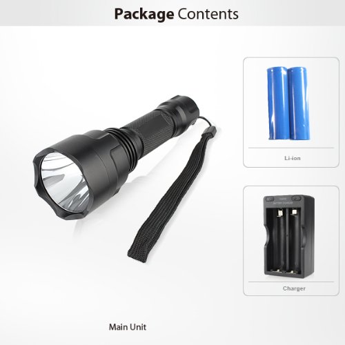 1300 Lumens CREE XM-L T6 LED 5-modes Waterproof Flashlight Torch + 2x18650 + Charger
