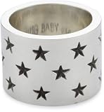 King Baby Wide Band With Stars Sterling Silver Ring, Size 10