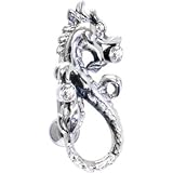 925 Sterling Silver Swivel Top Drop Clear Dragon Belly Ring