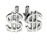 Silver-Tone Men's Cuff Links DOLLAR SIGN Shaped Cufflinks