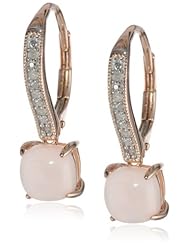 10k Rose Gold, Pink Opal, and Diamond Dangle Earrings (.12 cttw, G-H Color, I1-I2 Clarity)