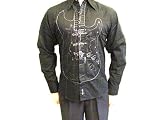 Fender Guitars Stage Shirt Long Sleeve Button Front Shirt with Embroidered Guitar Design - Musician Stage Shirt Rocker Fender Custom Shop