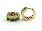 14K 1.35 CTW Emerald & Diamond Hoop Earrings