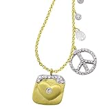 Meira T 14K Yellow Gold Organic Heart with Pave Set Diamonds accented with Diamond Peace Sign, White Topaz Briolette & Bezel Set Diamonds