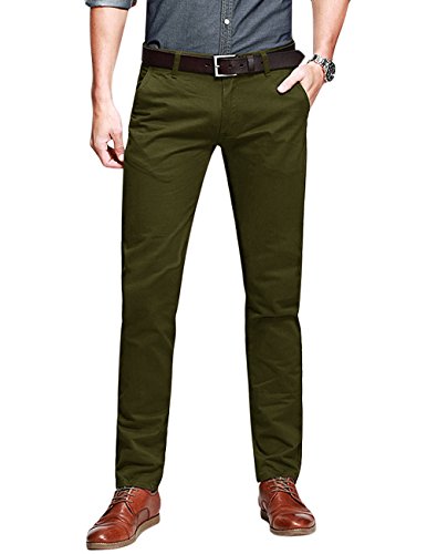Match Men's Slim Fit Tapered Stretchy Casual Pants (32W x 31L, 8050 Army green)