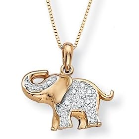 Diamond Accent 10k Elephant Pendant