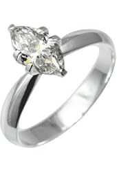 925 Sterling Silver Clear Cz Marquise Solitaire Prong Set Engagement/wedding Ring; Comes with Free Gift Box