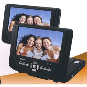 Mustek DP77 Dual 7-inch Screen Portable DVD Player with Battery