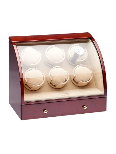 Rothenschild Accessories RS-326-6 DB Watch Winder For 6 Watches Dark Burlwood