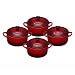 Le Creuset - Les c�ramiques - coffret de 4 mini cocottes - rondes - cerise - 10cm - 91006900060000