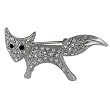 Silver Tone Fox Rhinestone Animal Pin Brooch