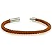 Oxford Ivy Braided Brown Leather Mens Bracelet 6 mm 8 1/2 inches with Locking Stainless Steel Clasp