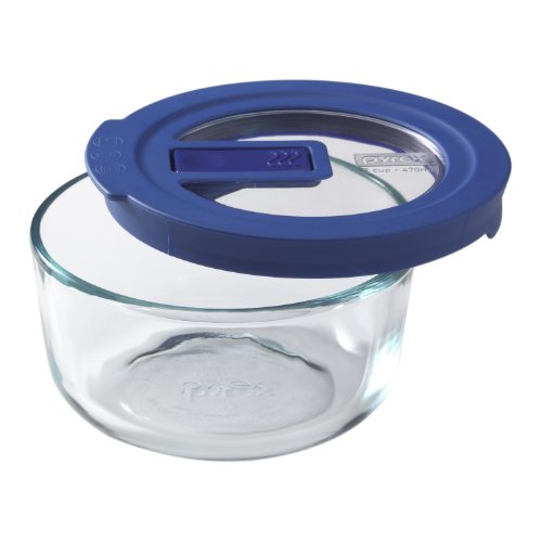 Pyrex NoLeak Lids 2Cup Round Glass Food Storage New