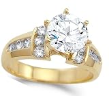 CZ Engagement Ring 14k Yellow Gold Bridal Cubic Zirconia (2.00 Carat)