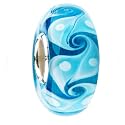 Pandora trollbeads compatible sterling silver core Murano Glass Slide-on and Slide-off glass bead , 14 x 8mm. 5mm hole so fits most bracelets.