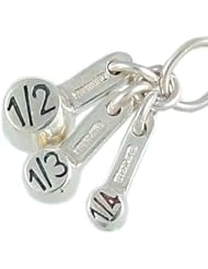 Movable Nested Measuring Cup Set 925 Sterling Silver Traditional Cooking Charm or Pendant