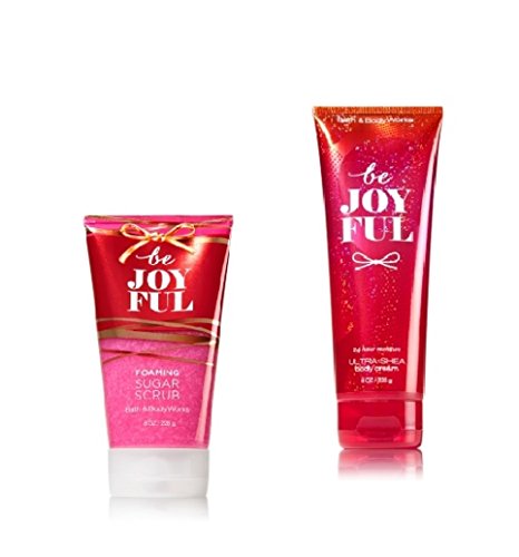 Bath & Body Works * Signature Collection* BE JOYFUL* Foaming Sugar Scrub, 8 Oz. & Ultra Shea Body Cream 8 Oz.