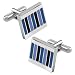 Men's Track Stripes Cuff Link by Enrico Pardini - Blue Rhodium