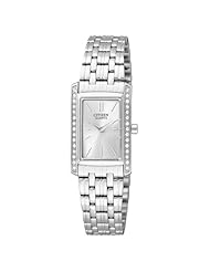 Citizen Quartz Rectangular Swarovski Crystal Womens Watch - EK1120-55A