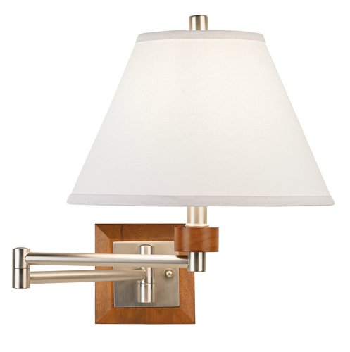 Dark Wood Plug-In Swing Arm Wall Lamp