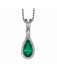 18K White Gold Emerald and Diamond Pendant -- LIFETIME WARRANTY