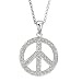 14K White Gold Pave Set Round Diamond Pendant - Peace Sign (0.19 ctw, G-H, SI1)