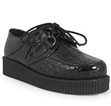 NEW WOMENS LADIES BLACK CROC LACE UP FAUX SUEDE PUNK GOTH HIGH PLATFORM FLAT CREEPER SHOES 3-8