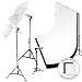 420W Photo Studio Umbrella 3 Light Kit with 10 x 10 ft White Muslin Backdrop, Carry Bag, LimoStudio
