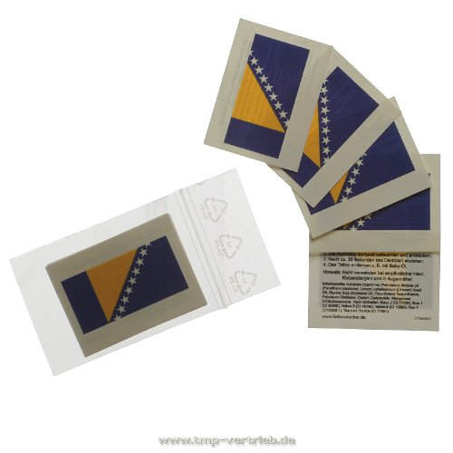 SPARSET 25 Bosnien Tattoos-Herzegowina Tattoo Fahne – EM Fanartikel 2016 – Bosnia Flag – Bosno