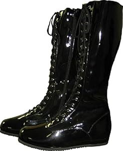 Adult Pro Wrestling Boots Choose Color WWF WWE Hulk Hogan Costume Super Hero (Large, Black)