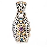 925 Silver, Blue Topaz & Amethyst Pendant with 18k Gold Accents (0.65ctw)