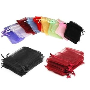 SODIAL- 110pcs drawsring Organza Jewelry Pouch Bags