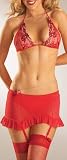 Escante Women's Soft Ribbons Bra and Panty 4 Piece Set