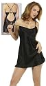 Edel Glanz Satin Neglig&eacute; Kleid schwarz