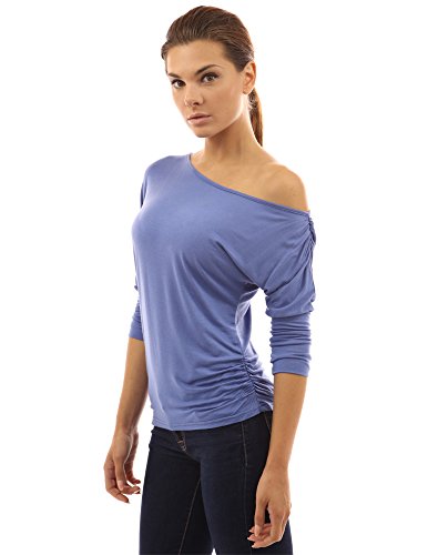 PattyBoutik Women's One Shoulder Ruched Batwing Knit Top