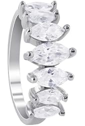 925 Sterling Silver Cubic Zirconia Marquise Cut 2mm Ring