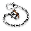 316L Stainless Steel Loop Chain Bracelet with Orange Carbon Fiber Centered Ring Clip - Length 5.63" (143mm) - Width 4mm