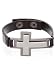 GUESS Leather Cuff Sideways Cross, BLACK