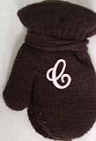 Dark Navy Magic Mitten with Customer Chosen Pink Monogrammed Letter for Infant Girls Ages 0-2 Years
