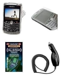 Cell Phone Accessories Bundle for RIM Blackberry Curve 8330, 8310, 8300, 8320 (Includes; Transparent Clear Cover with Belt Clip, Rapid Car Charger, Custom Full Screen Protector, Generation X Antenna Booster)