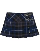Womens Purple Plaid 13" Wraparound Leather Straps Mini Kilt Skirt - Free Pin