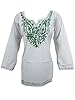 Mogul Kurta Hand Embroidered Top Blouse White Tunic Size Small
