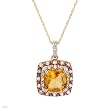 Necklace With 1.55ctw Precious Stones - Genuine Citrine, Clean Diamonds Beautifully Designed in Yellow Gold Length 18in