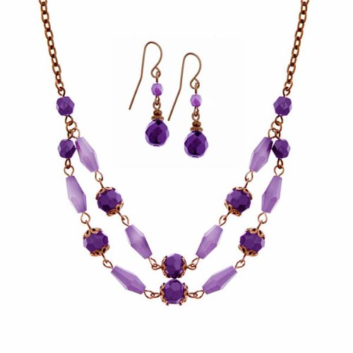 Childrens Toyshop  Jewelry : Amethyst & Copper Hues Necklace Earrings Box Set