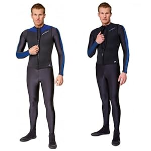 NeoSport Wetsuits Men's Premium Neoprene 2.5mm Zipper Vest,Blue Trim,Medium